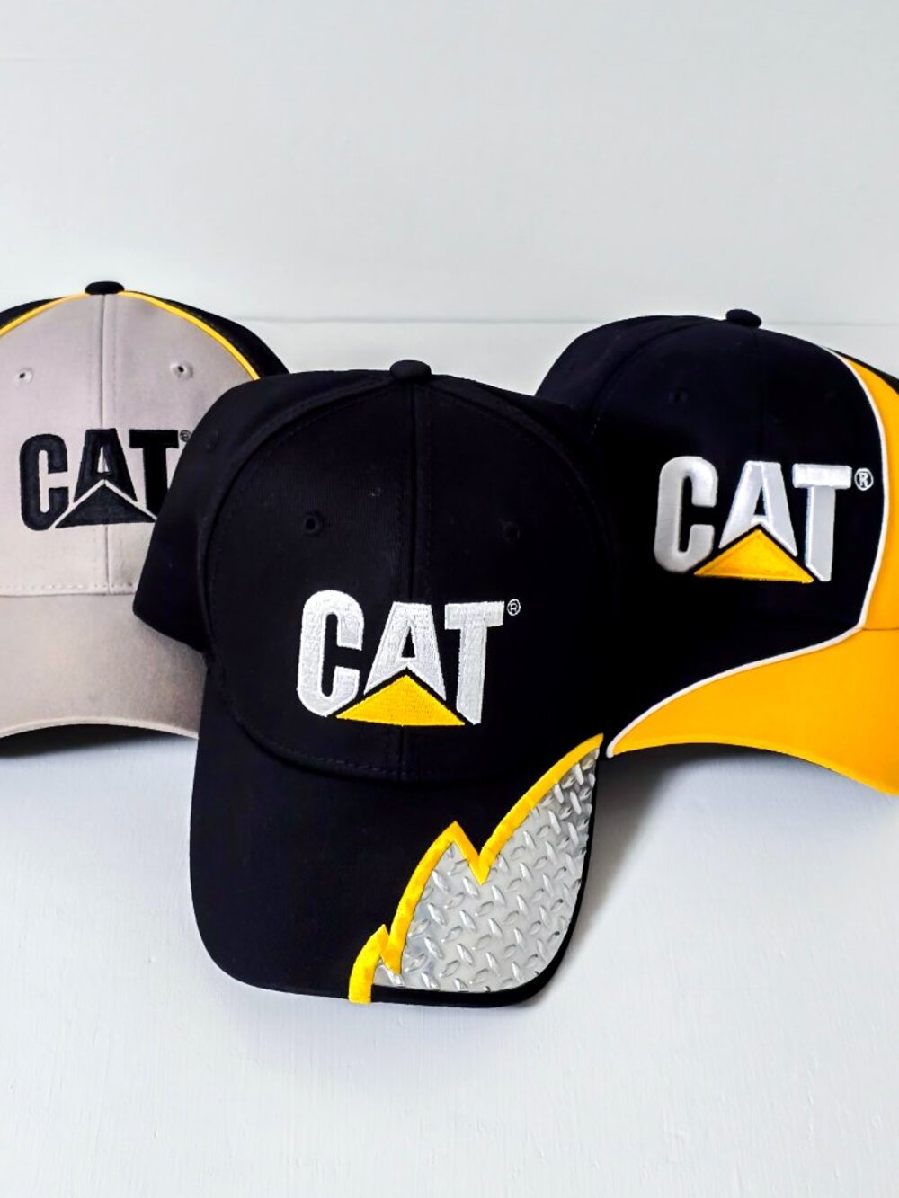CAT Caterpillar Baseball Cap Hat Bundle of 3 Embroidered Construction